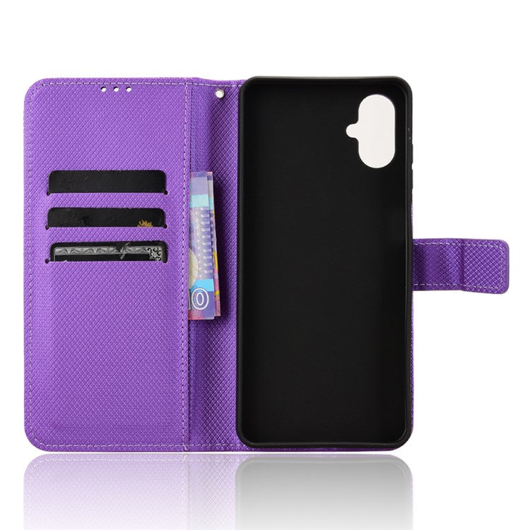 For Samsung Galaxy F06 5G / M06 5G Case PU Leather Diamond Texture Wallet Phone Cover - Purple
