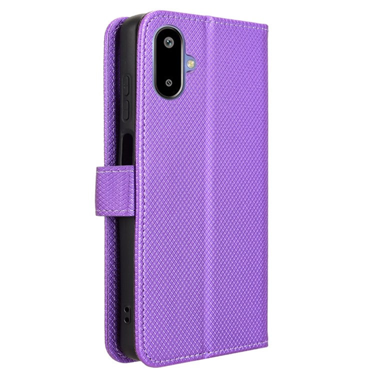 For Samsung Galaxy F06 5G / M06 5G Case PU Leather Diamond Texture Wallet Phone Cover - Purple