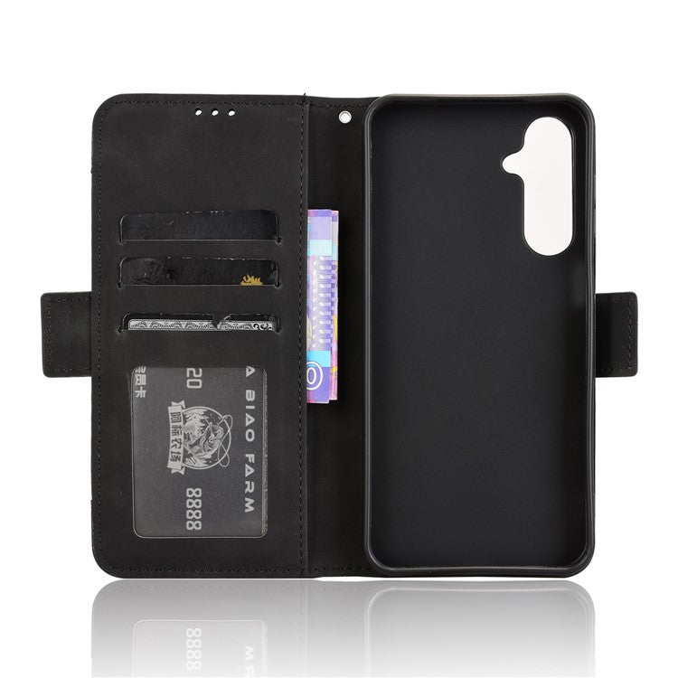 For Samsung Galaxy M16 5G / F16 5G Leather Case Phone Wallet Cover with Multiple Card Slots - Black
