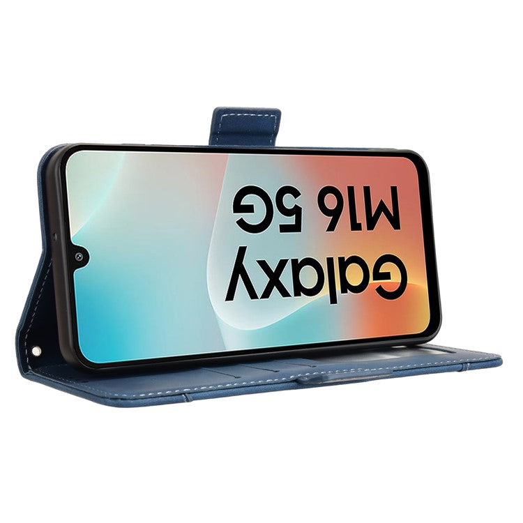 For Samsung Galaxy M16 5G / F16 5G Leather Case Phone Wallet Cover with Multiple Card Slots - Blue