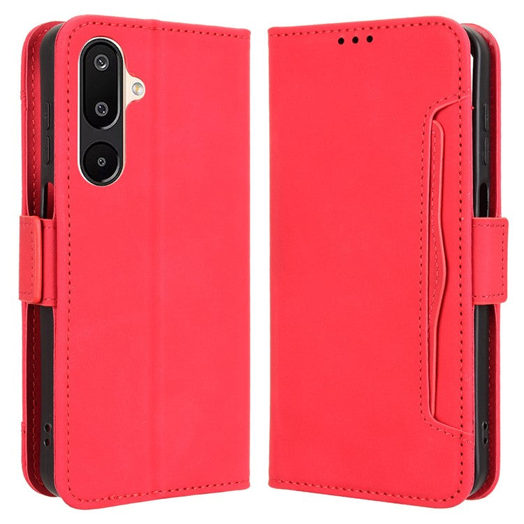 For Samsung Galaxy M16 5G / F16 5G Leather Case Phone Wallet Cover with Multiple Card Slots - Red