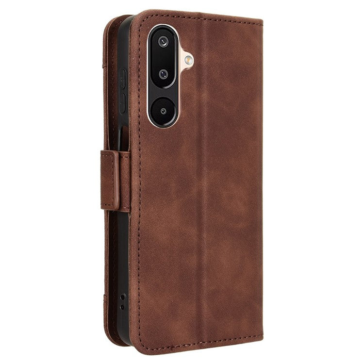 For Samsung Galaxy M16 5G / F16 5G Leather Case Phone Wallet Cover with Multiple Card Slots - Brown