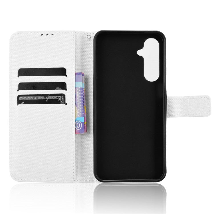 For Samsung Galaxy M16 5G / F16 5G Case PU Leather Diamond Texture Wallet Phone Cover - White