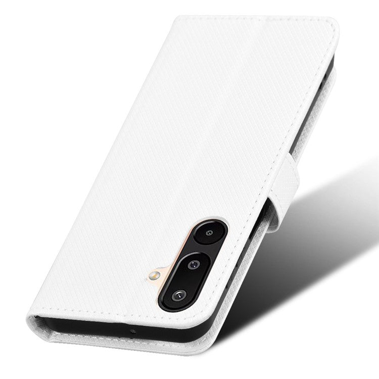 For Samsung Galaxy M16 5G / F16 5G Case PU Leather Diamond Texture Wallet Phone Cover - White