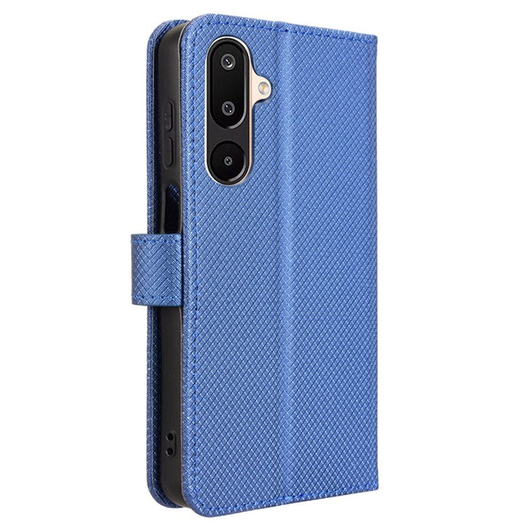 For Samsung Galaxy M16 5G / F16 5G Case PU Leather Diamond Texture Wallet Phone Cover - Blue