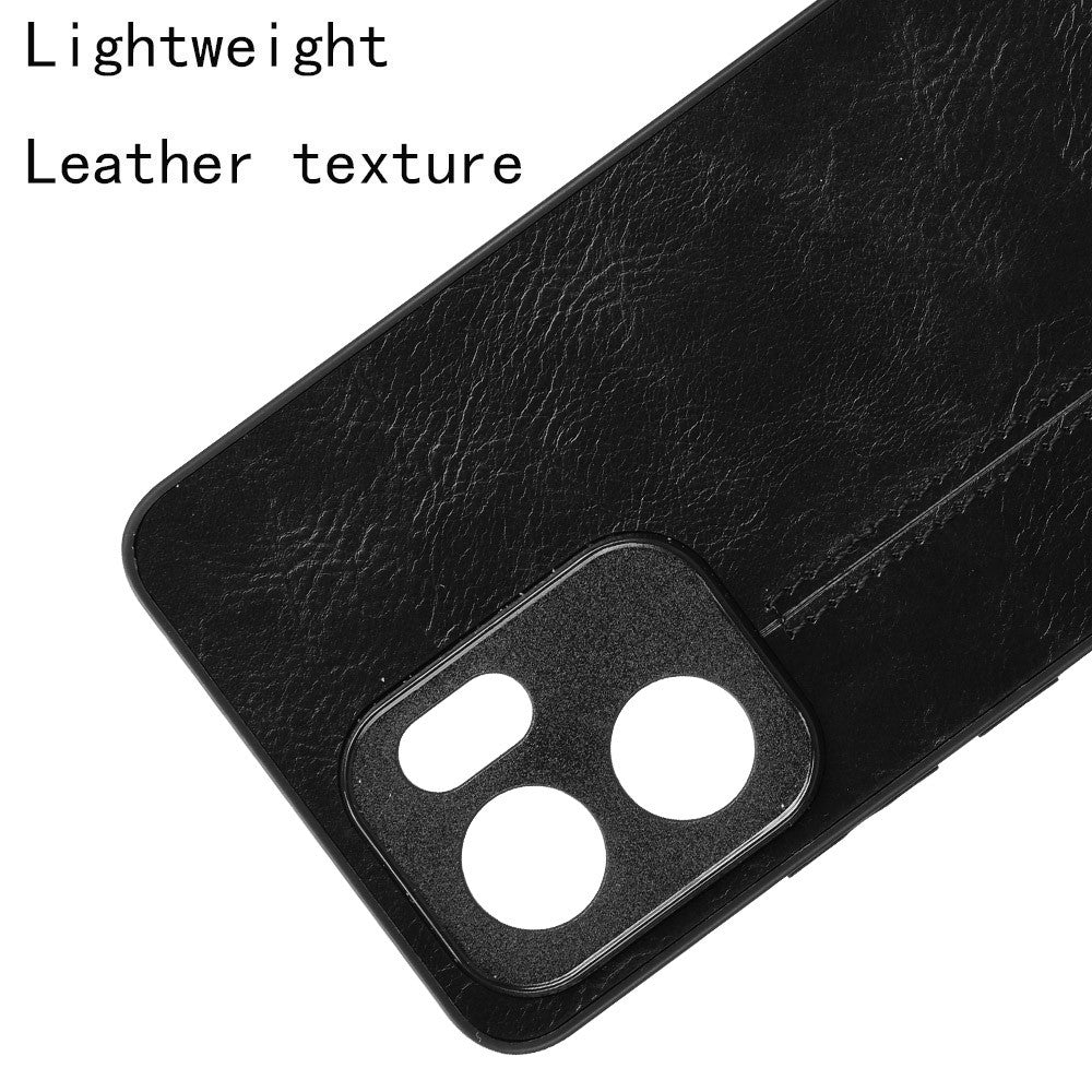 For Oppo Reno13 F 5G Case Cowhide Texture Leather + TPU + PC Phone Cover Stitching Line - Black