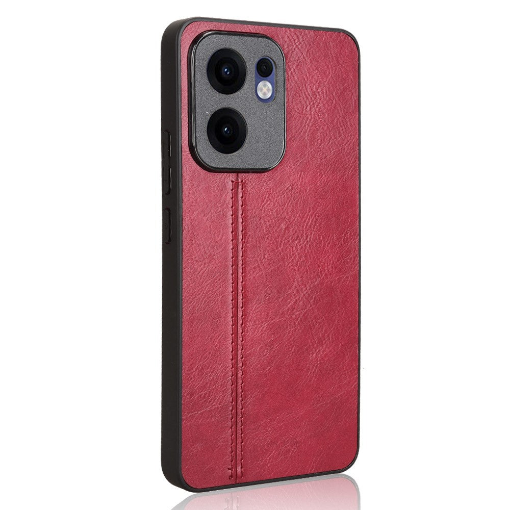 For Oppo Reno13 F 5G Case Cowhide Texture Leather + TPU + PC Phone Cover Stitching Line - Red