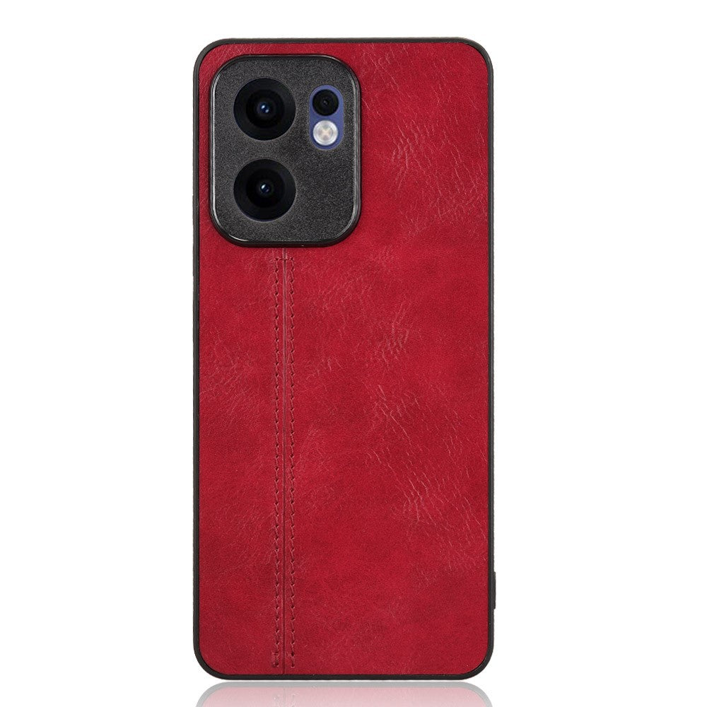 For Oppo Reno13 F 5G Case Cowhide Texture Leather + TPU + PC Phone Cover Stitching Line - Red