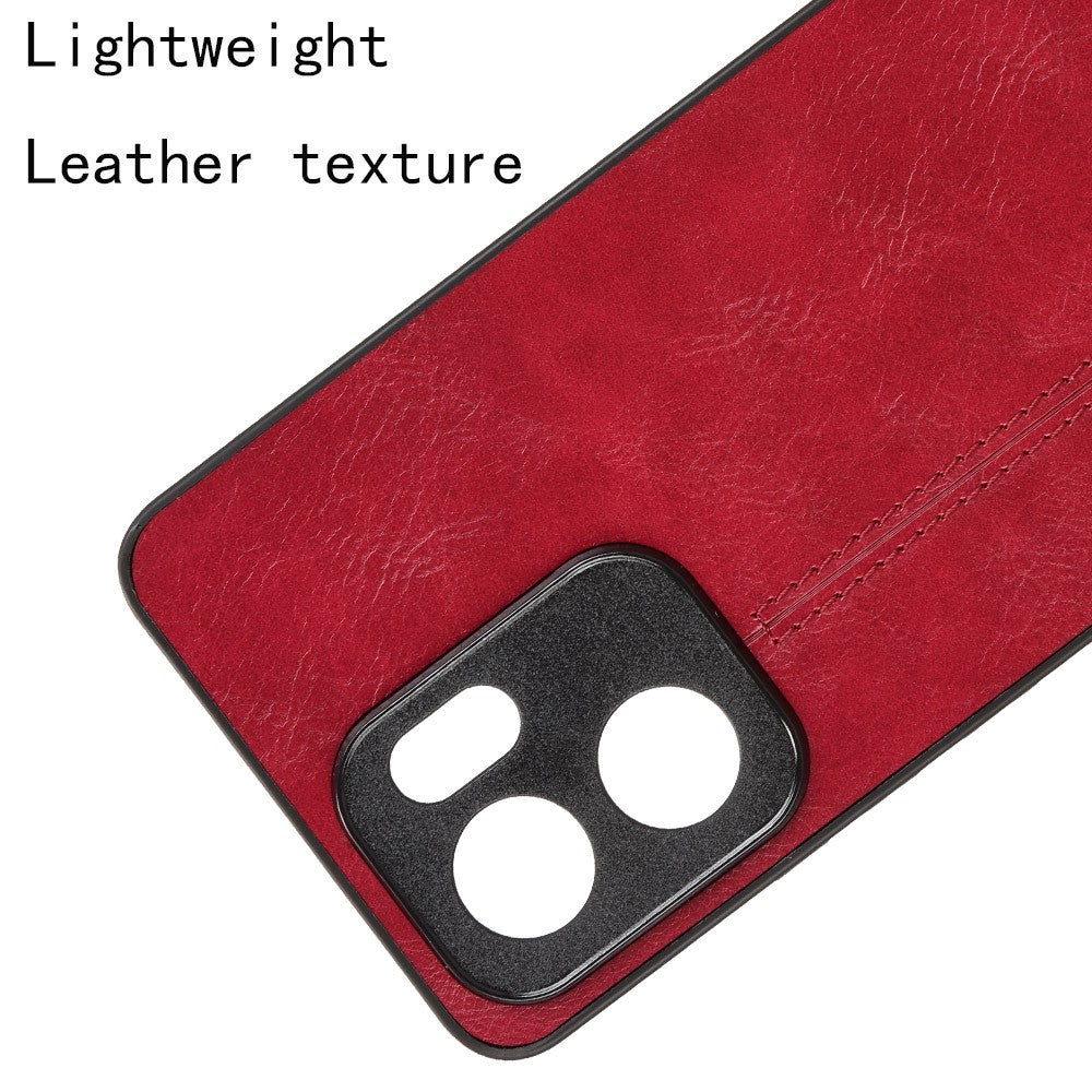 For Oppo Reno13 F 5G Case Cowhide Texture Leather + TPU + PC Phone Cover Stitching Line - Red
