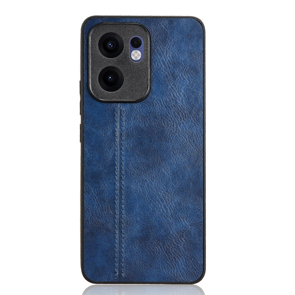 For Oppo Reno13 F 5G Case Cowhide Texture Leather + TPU + PC Phone Cover Stitching Line - Blue