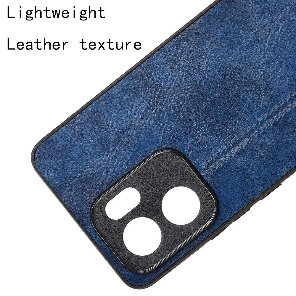 For Oppo Reno13 F 5G Case Cowhide Texture Leather + TPU + PC Phone Cover Stitching Line - Blue