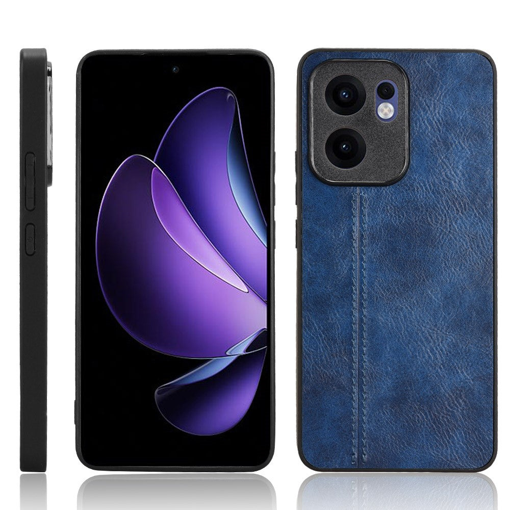 For Oppo Reno13 F 5G Case Cowhide Texture Leather + TPU + PC Phone Cover Stitching Line - Blue