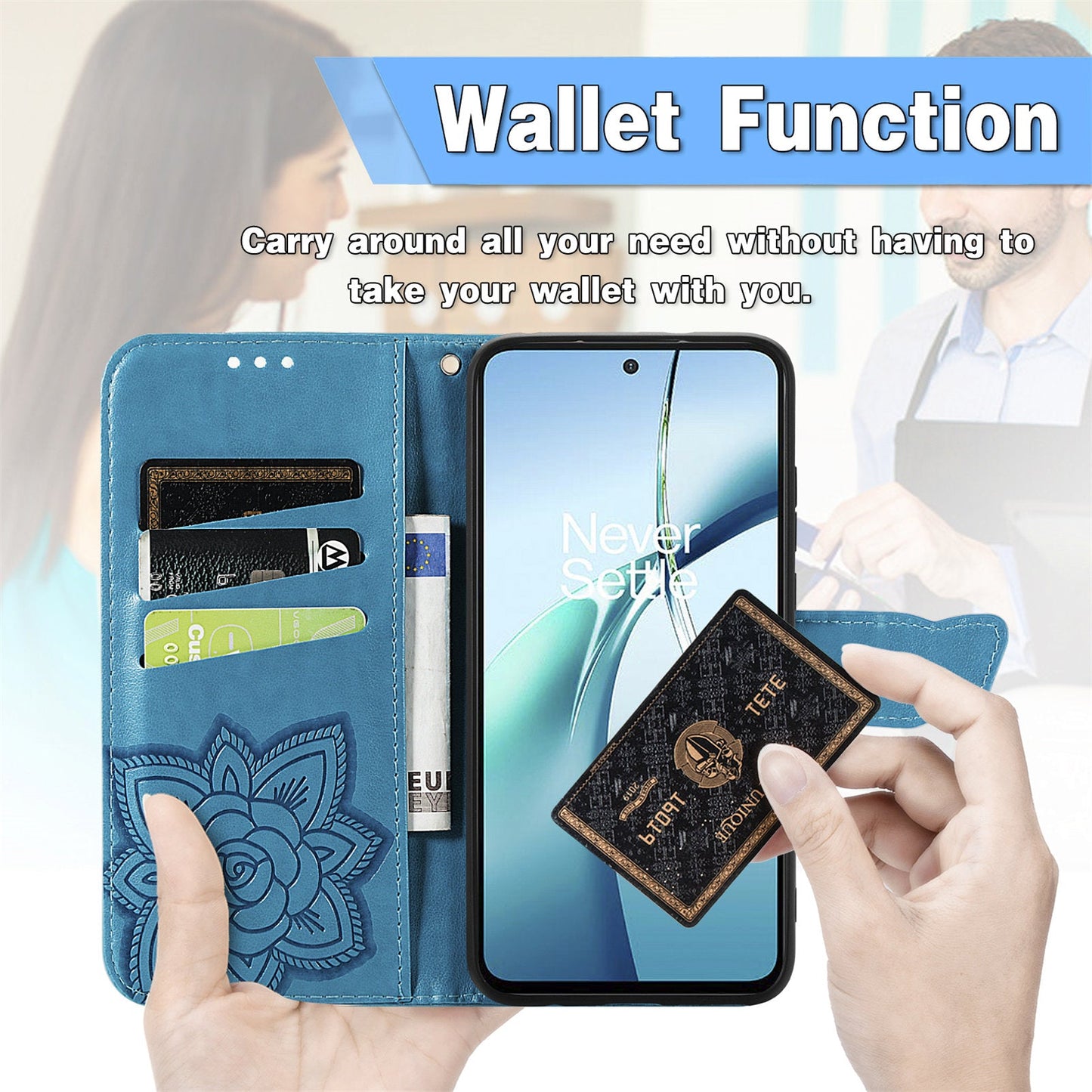 For Oppo Reno13 5G (Global) Case with Strap Butterfly Pattern PU Leather Wallet Phone Cover - Blue