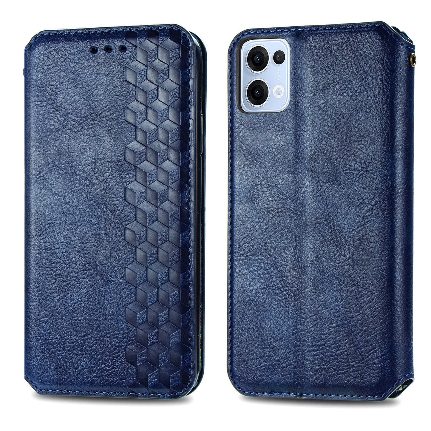 For Oppo Reno13 5G (Global) Case Rhombus Imprint PU Leather Wallet Phone Cover - Blue