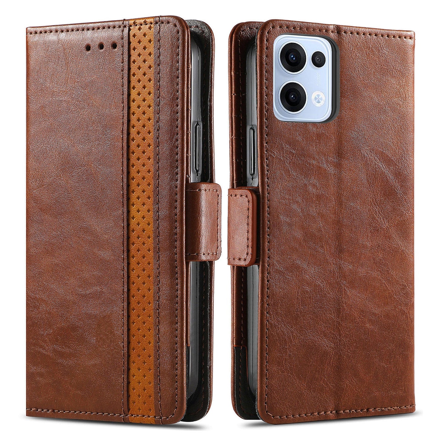 For Oppo Reno13 5G (Global) Phone Cases CASENEO PU Leather Cover Stand with RFID Blocking Wallet - Dark Brown