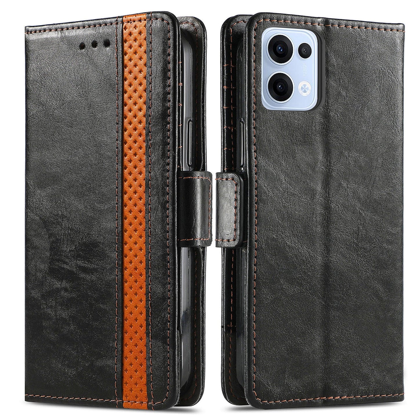 For Oppo Reno13 5G (Global) Phone Cases CASENEO PU Leather Cover Stand with RFID Blocking Wallet - Black