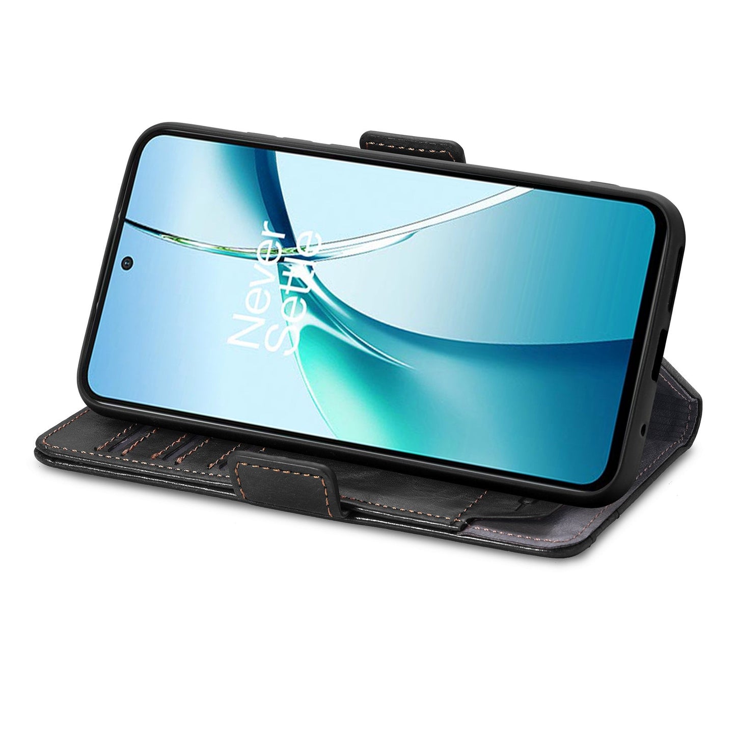 For Oppo Reno13 5G (Global) Phone Cases CASENEO PU Leather Cover Stand with RFID Blocking Wallet - Black