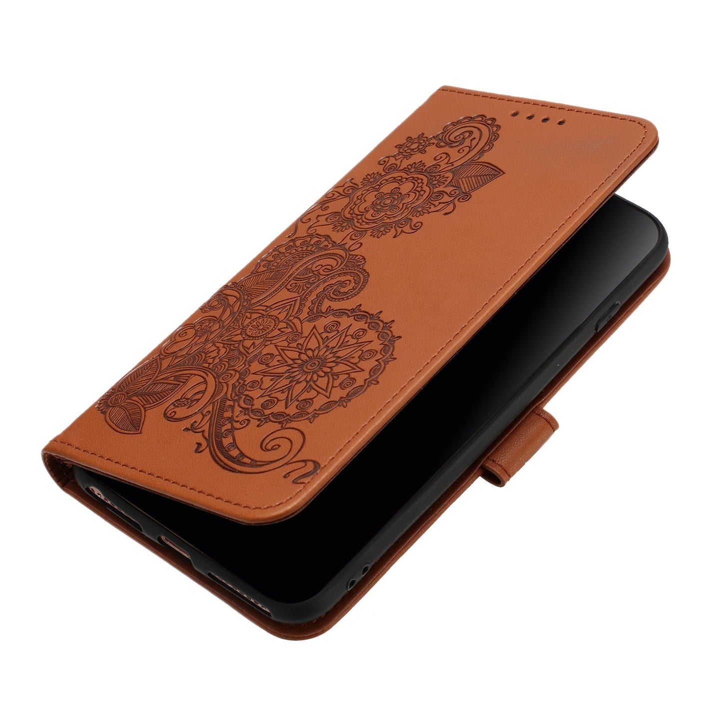 For Samsung Galaxy M16 5G / Galaxy F16 5G Phone Cases Mandala Flower Leather Wallet Mobile Cover with Strap - Coffee