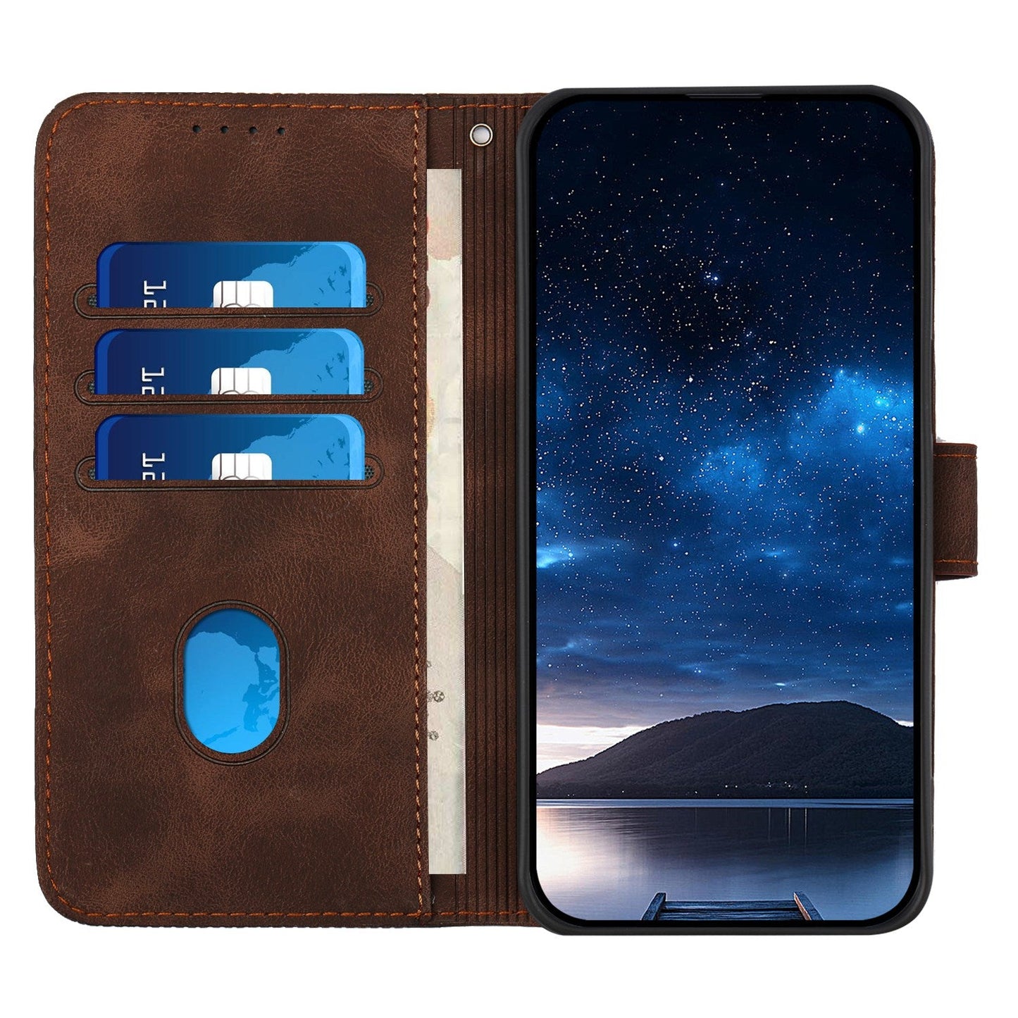 For Samsung Galaxy M06 5G / Galaxy F06 5G Leather Wallet Case Butterfly Flower Imprinted Phone Cover with Strap - Coffee