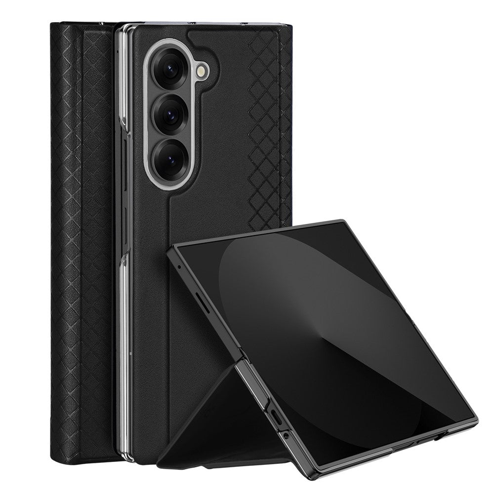 For Samsung Galaxy Z Fold7 5G Case DUX DUCIS Bril Series Leather+PC Phone Cover with Stand - Black