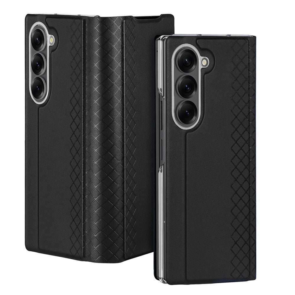 For Samsung Galaxy Z Fold7 5G Case DUX DUCIS Bril Series Leather+PC Phone Cover with Stand - Black