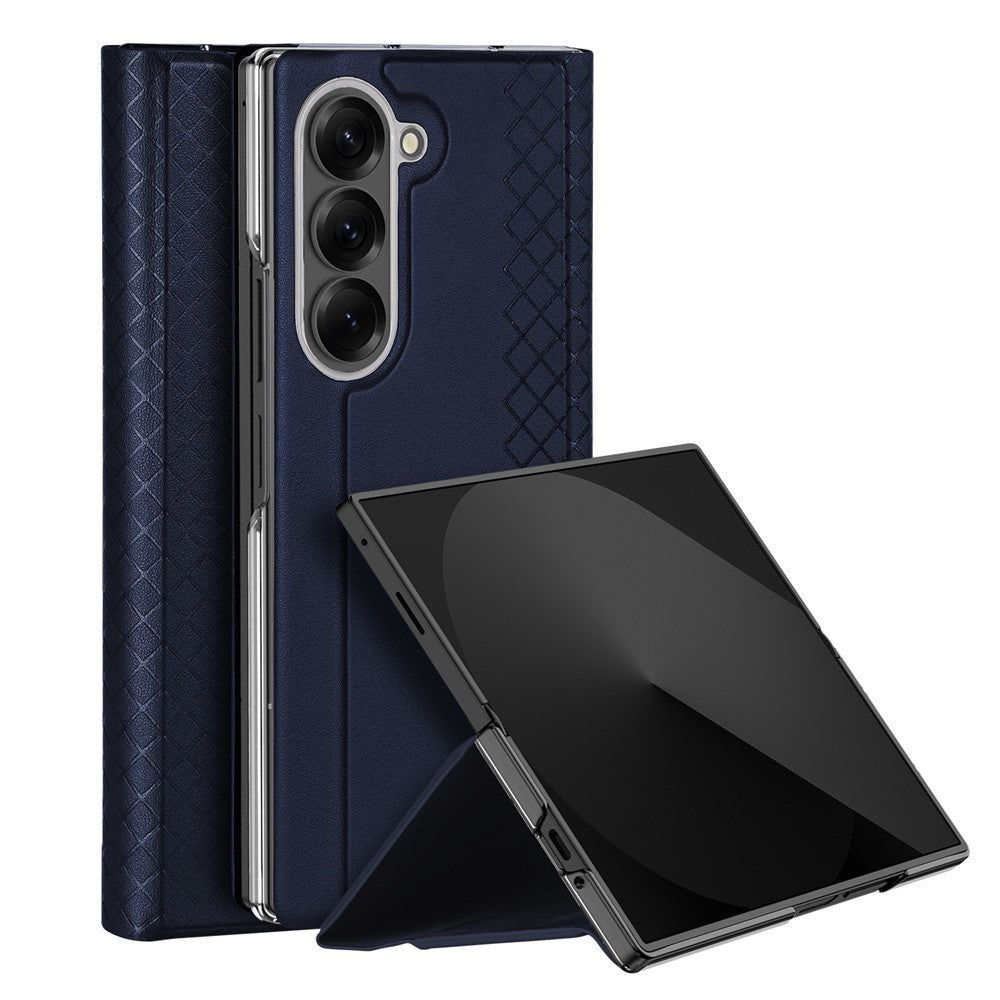 For Samsung Galaxy Z Fold7 5G Case DUX DUCIS Bril Series Leather+PC Phone Cover with Stand - Blue