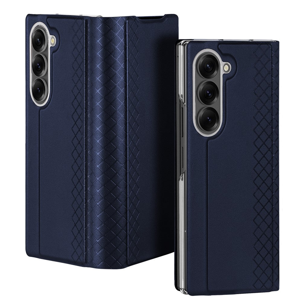 For Samsung Galaxy Z Fold7 5G Case DUX DUCIS Bril Series Leather+PC Phone Cover with Stand - Blue