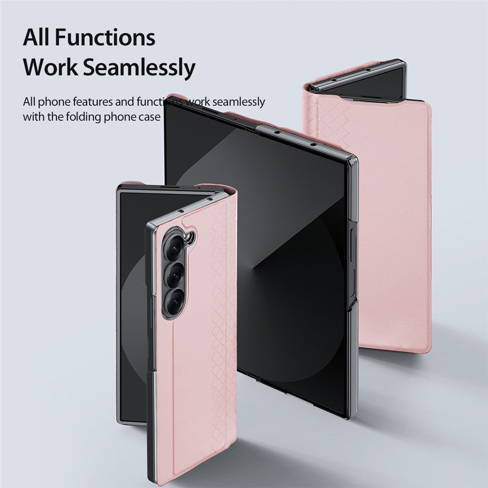 For Samsung Galaxy Z Fold7 5G Case DUX DUCIS Bril Series Leather+PC Phone Cover with Stand - Pink