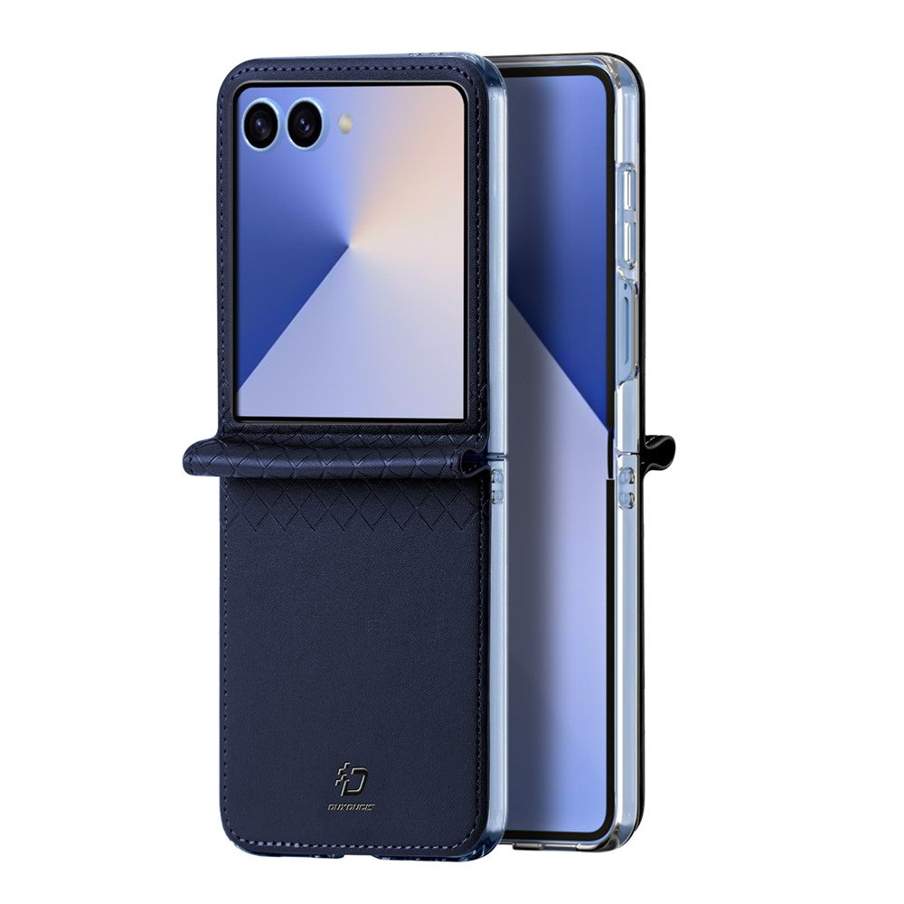 For Samsung Galaxy Z Flip7 5G Case DUX DUCIS Bril Series Leather+PC Phone Cover - Blue