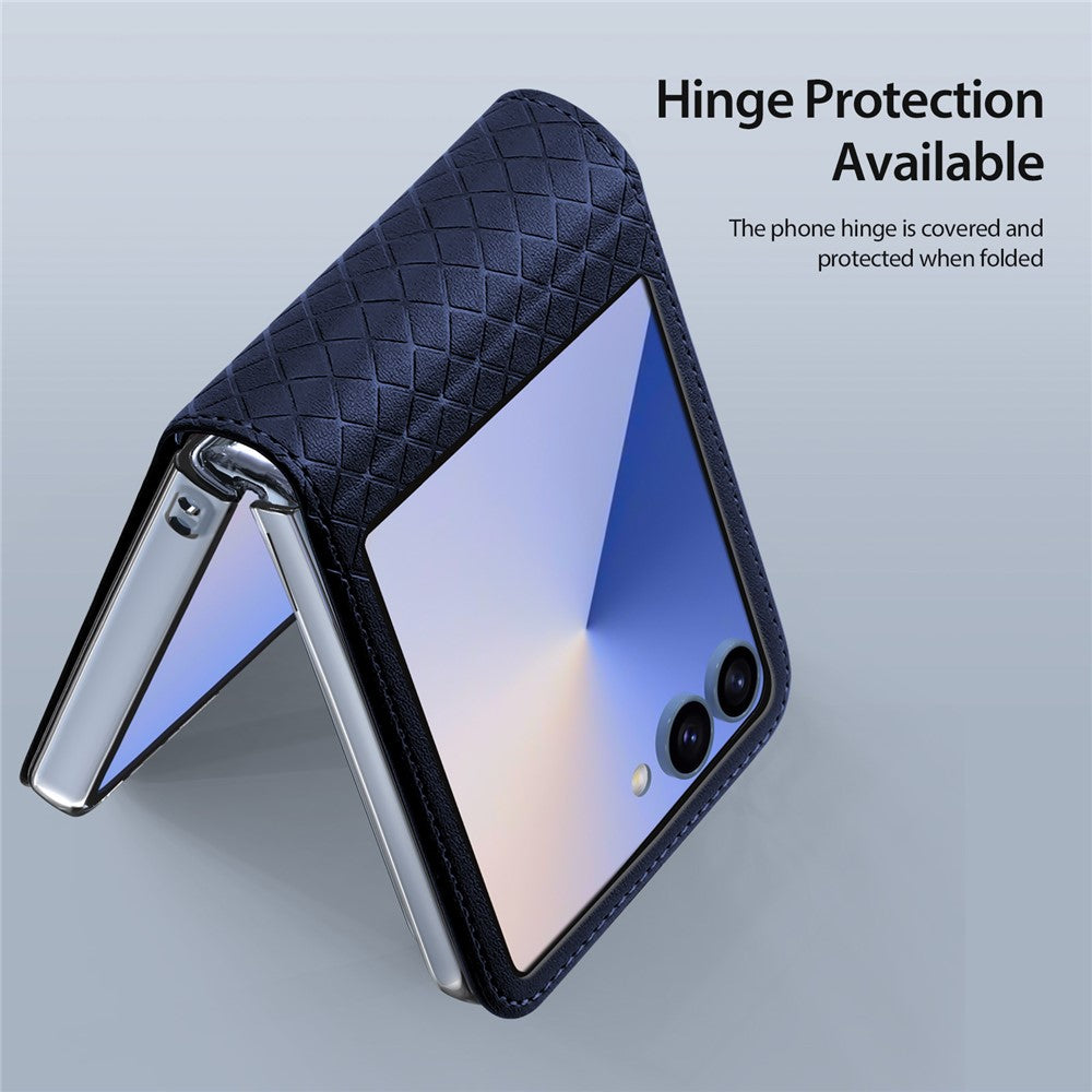 For Samsung Galaxy Z Flip7 5G Case DUX DUCIS Bril Series Leather+PC Phone Cover - Blue