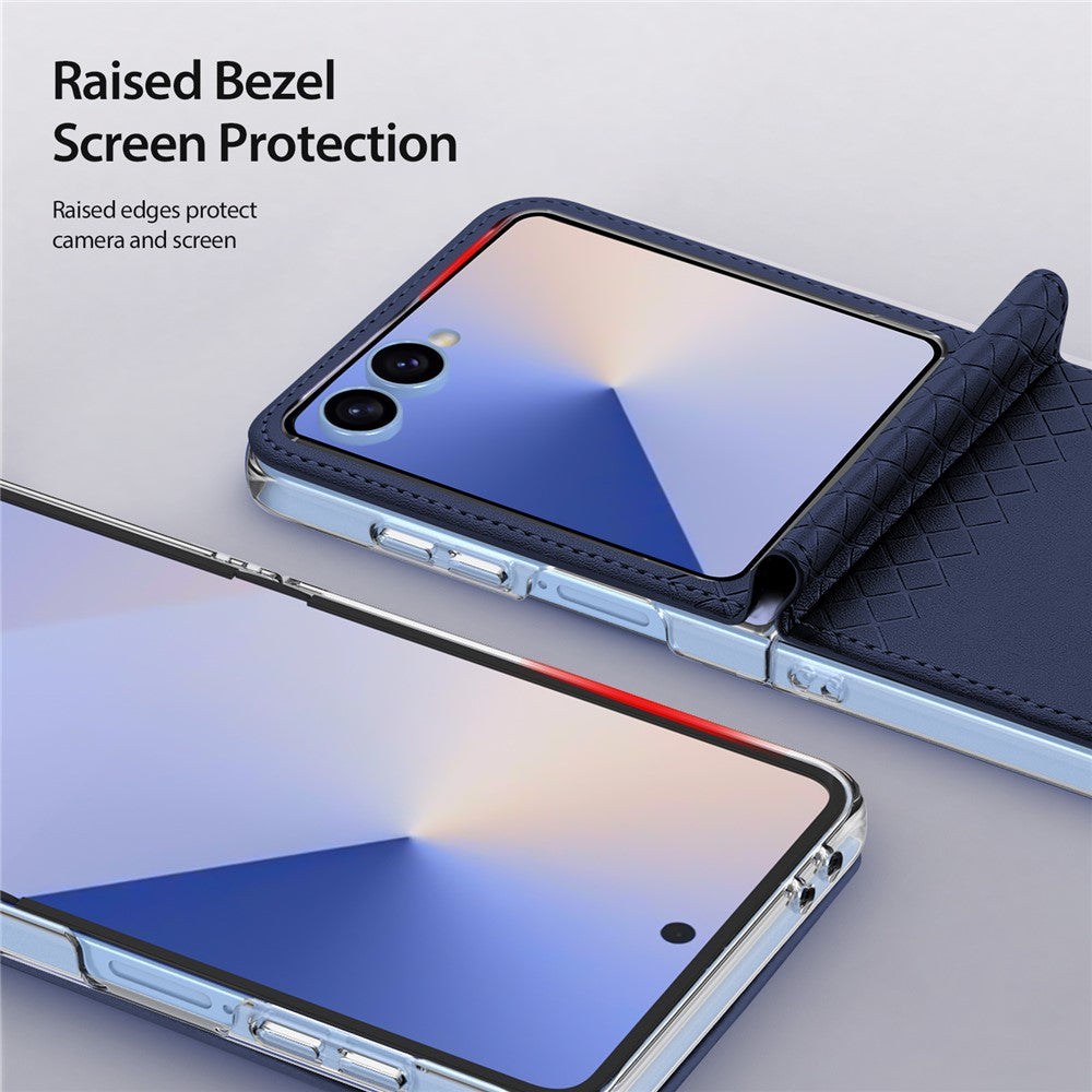 For Samsung Galaxy Z Flip7 5G Case DUX DUCIS Bril Series Leather+PC Phone Cover - Blue