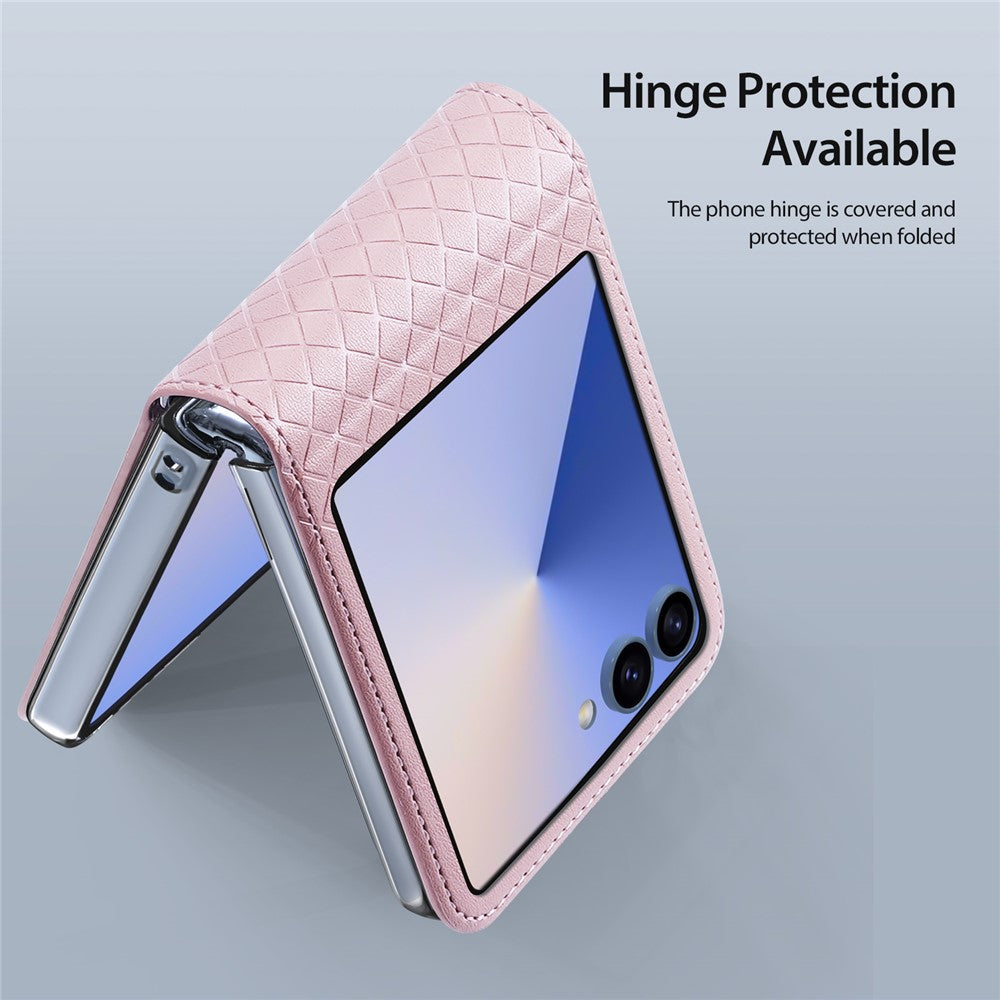 For Samsung Galaxy Z Flip7 5G Case DUX DUCIS Bril Series Leather+PC Phone Cover - Pink