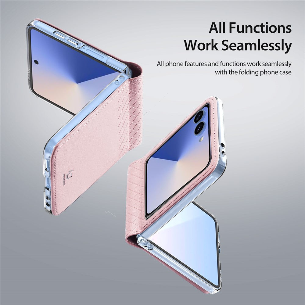 For Samsung Galaxy Z Flip7 5G Case DUX DUCIS Bril Series Leather+PC Phone Cover - Pink