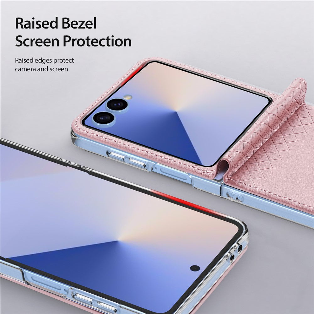 For Samsung Galaxy Z Flip7 5G Case DUX DUCIS Bril Series Leather+PC Phone Cover - Pink