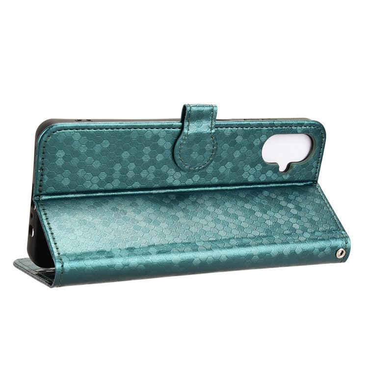 For Samsung Galaxy F06 5G / M06 5G Wallet Case Dot Pattern Imprint PU Leather Phone Cover - Green