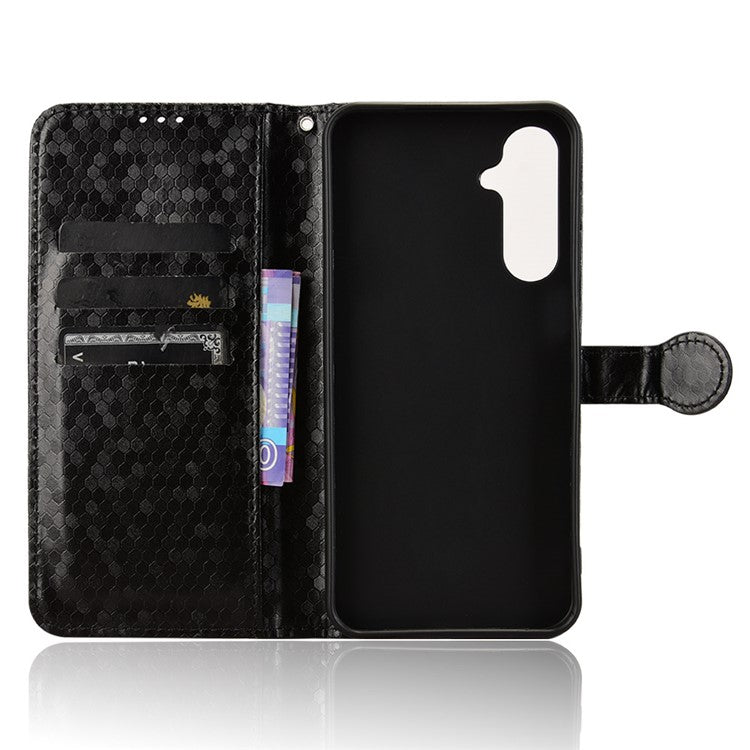For Samsung Galaxy M16 5G / F16 5G Wallet Case Dot Pattern Imprint PU Leather Phone Cover - Black