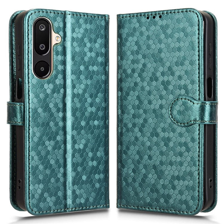 For Samsung Galaxy M16 5G / F16 5G Wallet Case Dot Pattern Imprint PU Leather Phone Cover - Green