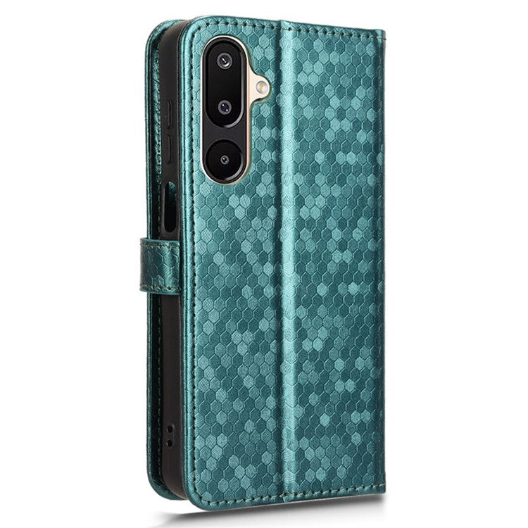 For Samsung Galaxy M16 5G / F16 5G Wallet Case Dot Pattern Imprint PU Leather Phone Cover - Green
