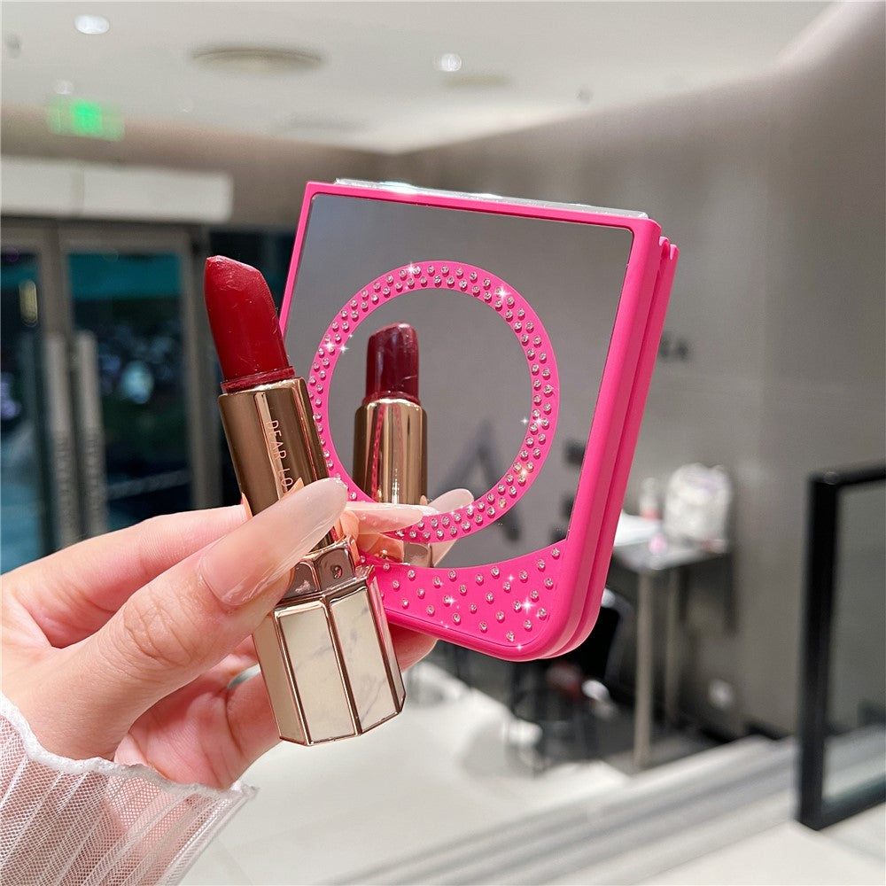 For Samsung Galaxy Z Flip7 FE 5G / Z Flip6 5G Magnetic Case Mirror Surface TPU + PC Shockproof Phone Cover - Rose