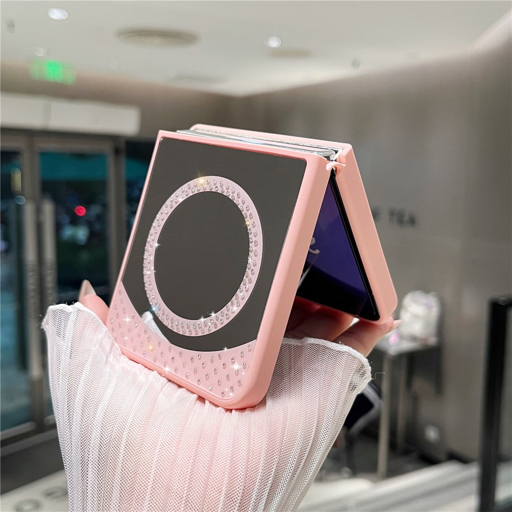 For Samsung Galaxy Z Flip7 FE 5G / Z Flip6 5G Magnetic Case Mirror Surface TPU + PC Shockproof Phone Cover - Pink
