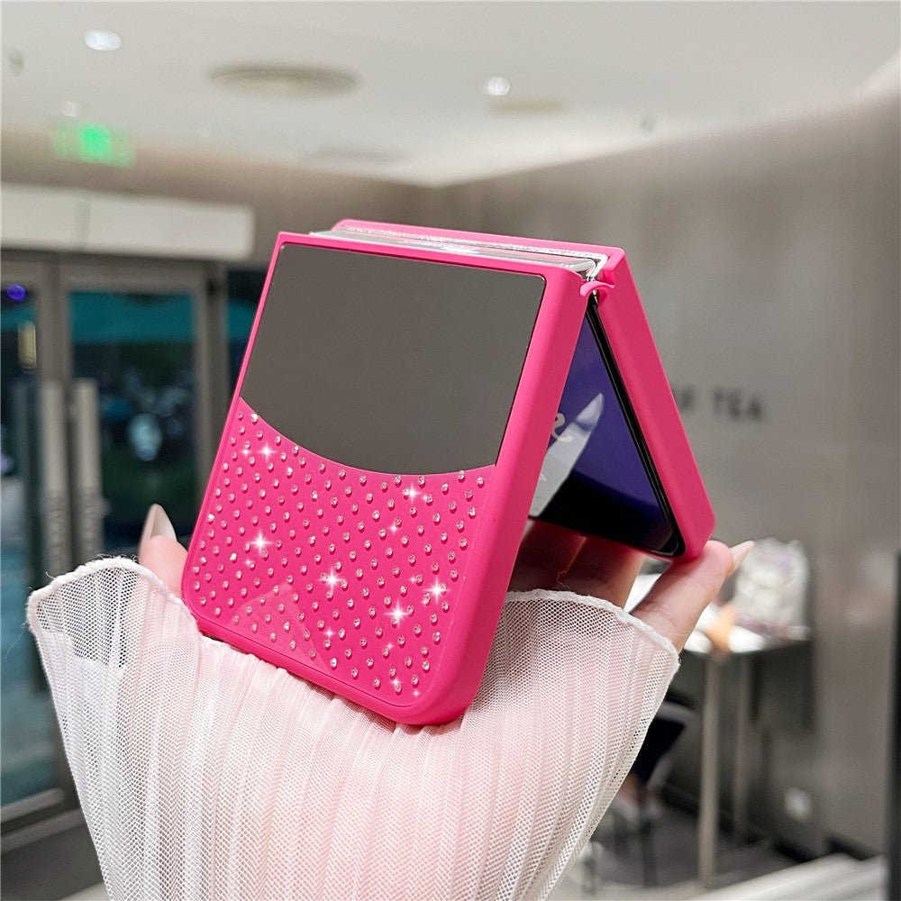 For Samsung Galaxy Z Flip7 FE 5G / Z Flip6 5G Case Mirror Surface TPU + PC Shockproof Phone with Metal Lens Frame - Rose