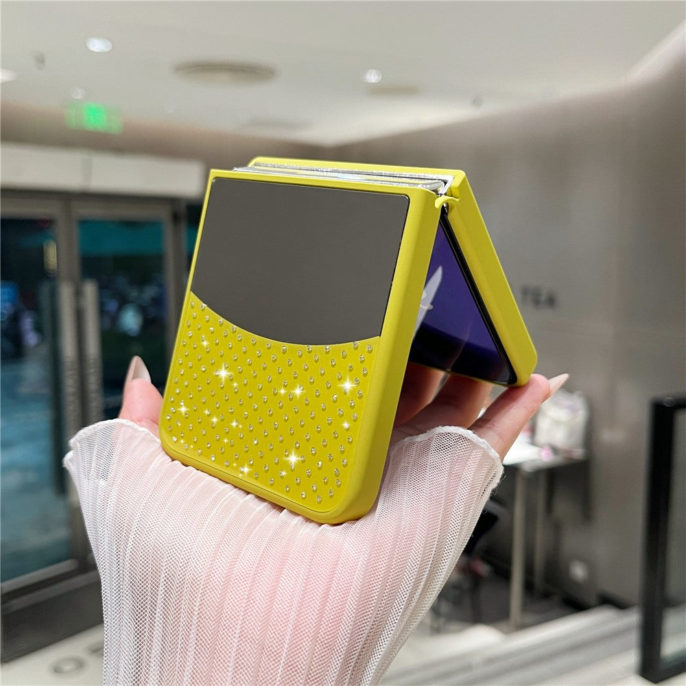 For Samsung Galaxy Z Flip7 FE 5G / Z Flip6 5G Case Mirror Surface TPU + PC Shockproof Phone with Metal Lens Frame - Yellowgreen