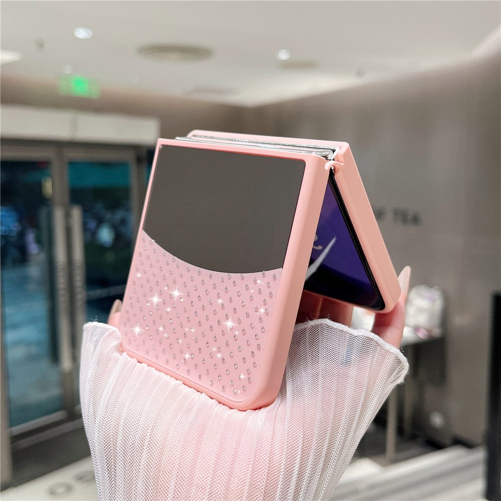 For Samsung Galaxy Z Flip7 FE 5G / Z Flip6 5G Case Mirror Surface TPU + PC Shockproof Phone with Metal Lens Frame - Pink