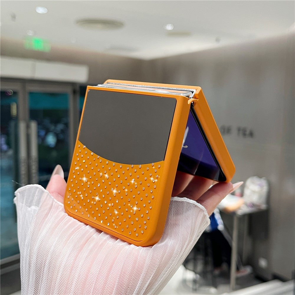 For Samsung Galaxy Z Flip7 FE 5G / Z Flip6 5G Case Mirror Surface TPU + PC Shockproof Phone with Metal Lens Frame - Orange