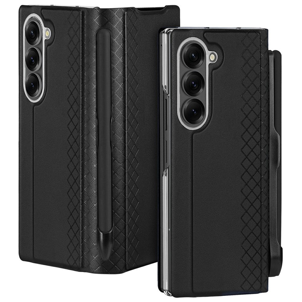 DUX DUCIS Bril Series For Samsung Galaxy Z Fold7 5G Case Leather Stand Phone Cover with Pen Holder - Black