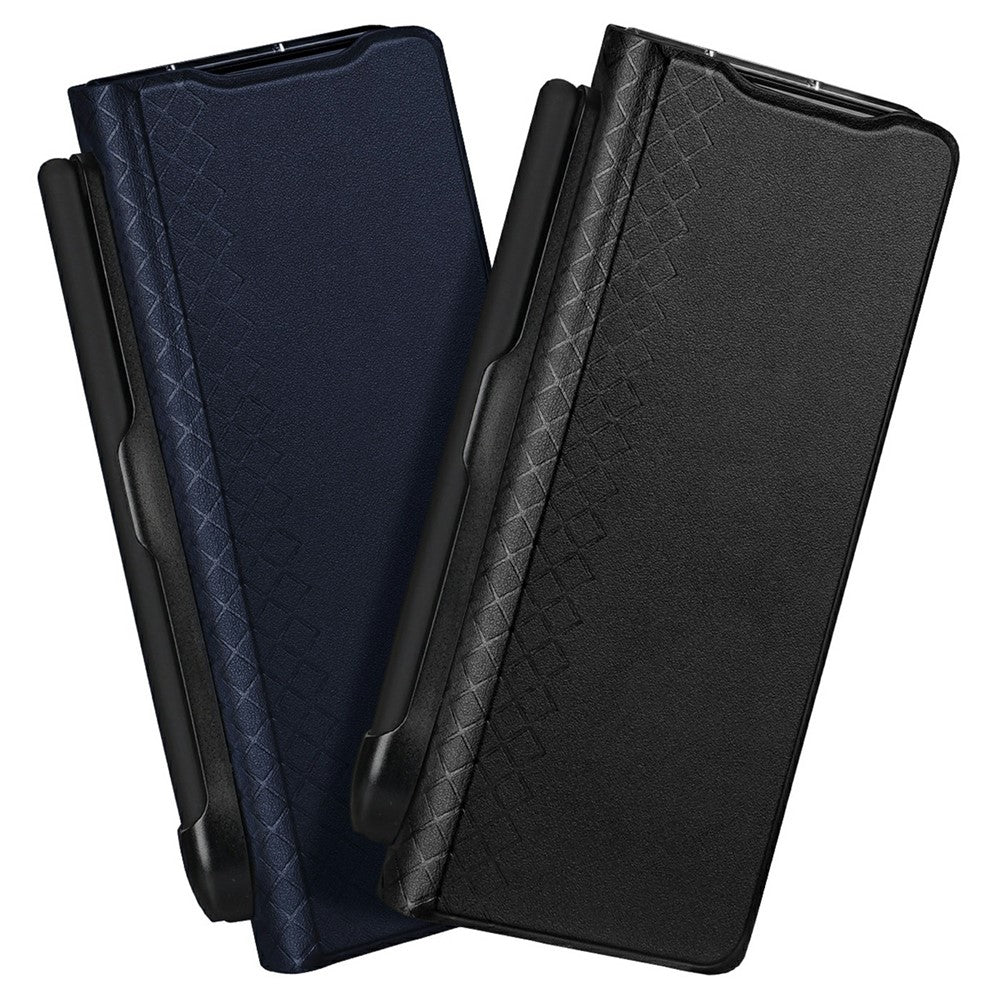 DUX DUCIS Bril Series For Samsung Galaxy Z Fold7 5G Case Leather Stand Phone Cover with Pen Holder - Blue