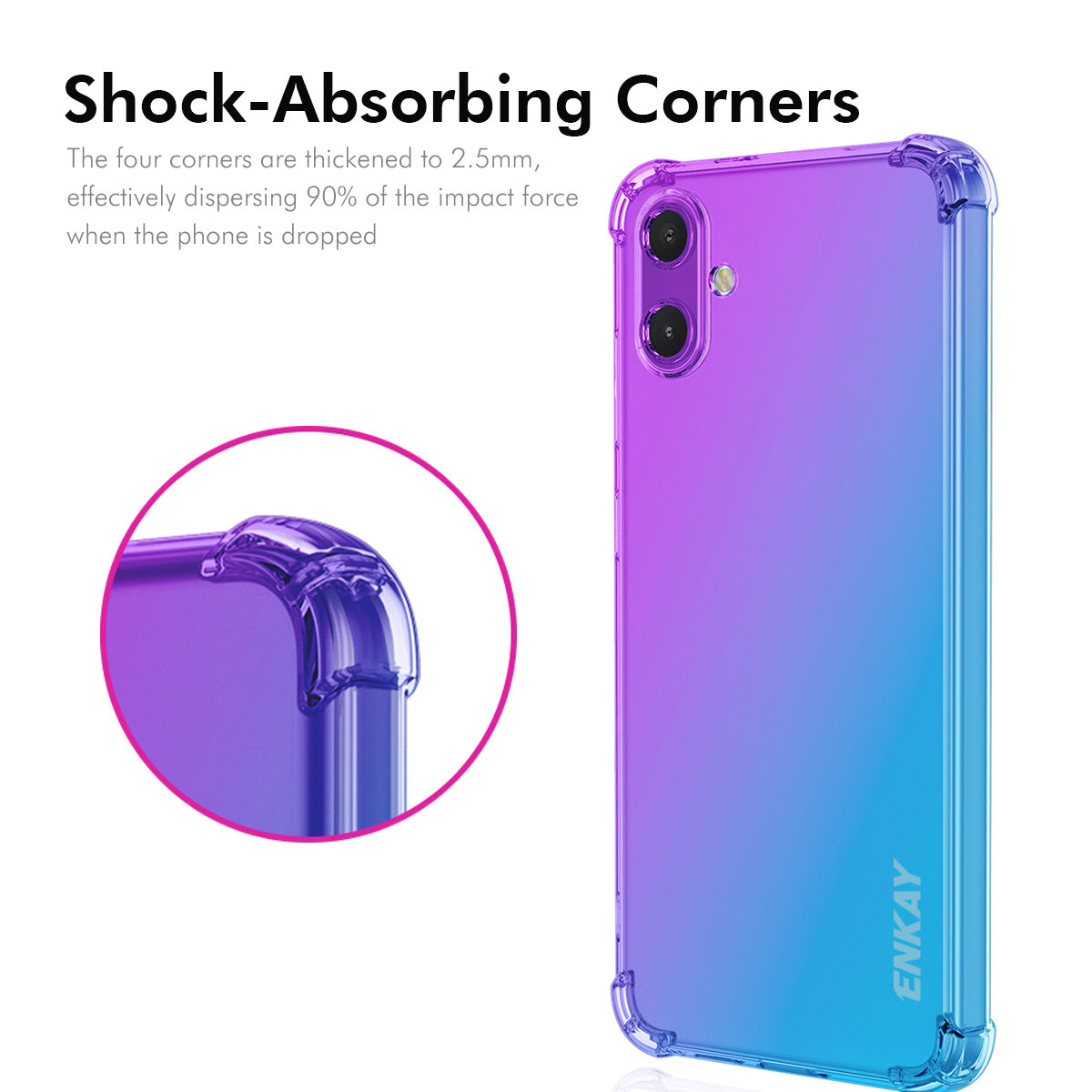 For Samsung Galaxy F06 5G / Galaxy M06 5G TPU Case ENKAY Thickened Four Corner Drop-proof Phone Back Cover - Blue / Pink