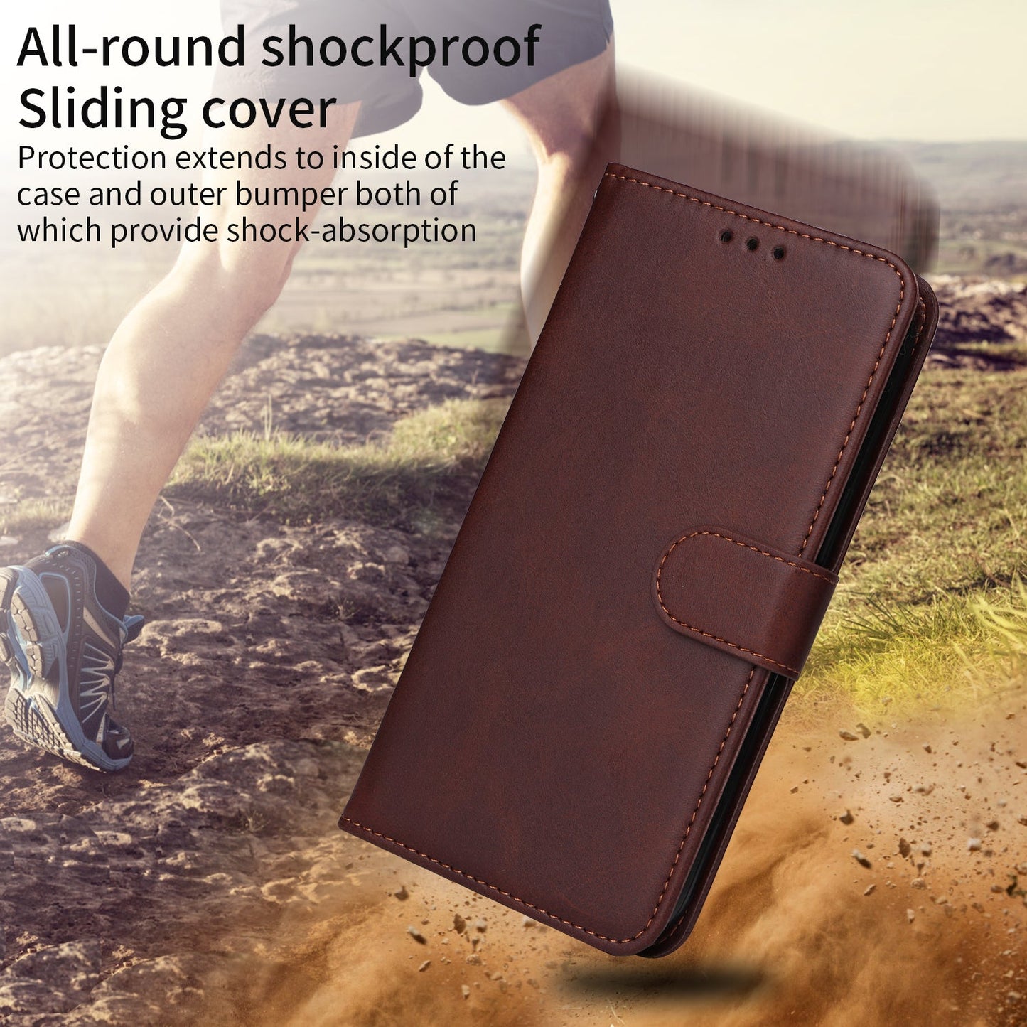 For Samsung Galaxy F06 5G Case Wallet PU Leather Folio Flip Phone Cover - Brown