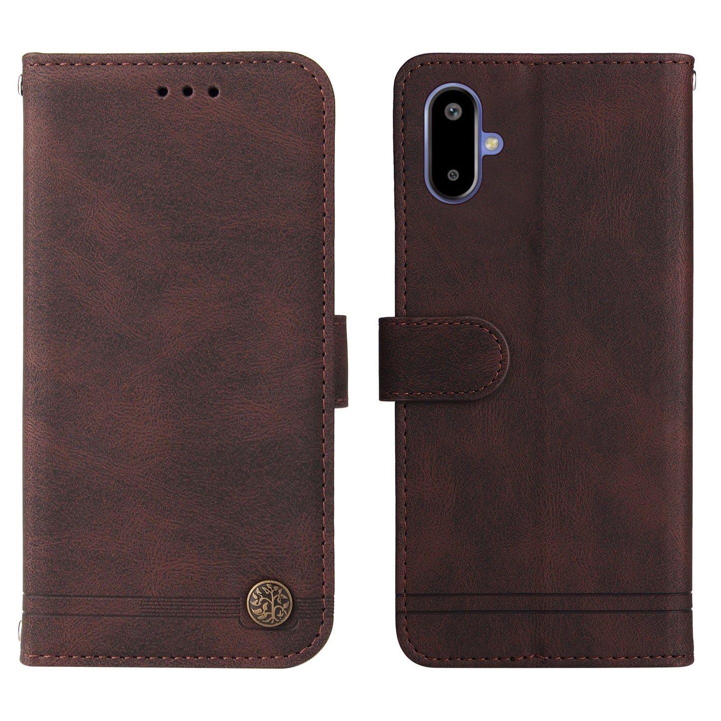 For Samsung Galaxy F06 5G Leather Wallet Cases Skin Touch Phone Cover Stand with Strap - Brown