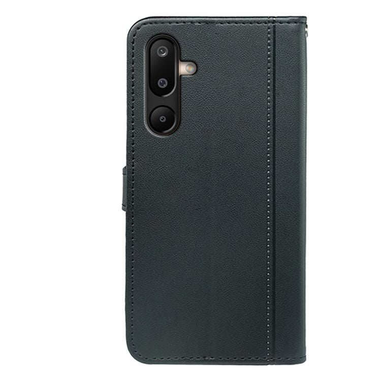 For Samsung Galaxy M16 5G / F16 5G Wallet Case Magnetic Snap Leather Phone Cover with Strap - Black